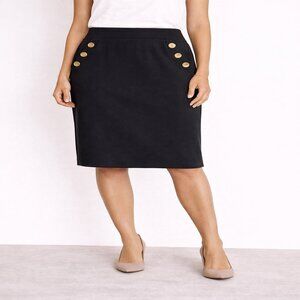 NYCC Black Gold Button Detail Skirt Size XL Career Chic Knee Length